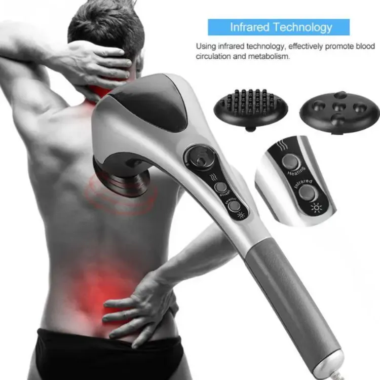 Double Head Full Body Massager Machine Variable Speed Far Infrared |  Electric Facial Deep Tissue Fitness Massage Stick – Head Neck Waist Leg Muscles Pain Relief Massage Hammer – Handheld Deep Tissue massager - Image 5