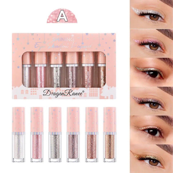 6 pcs Dragon Ranee Shining eyeshadow set Glitter gel shiny mettalic eyeliner - Image 3