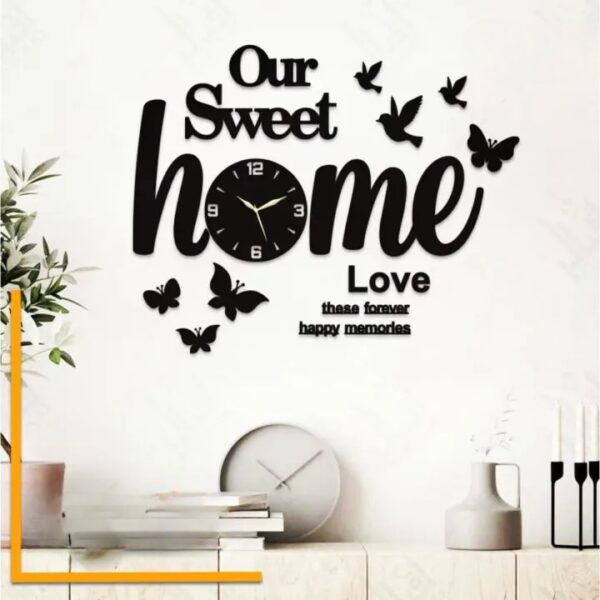 Our Sweet Home 3D Wooden Wall Clock with light - Image 2
