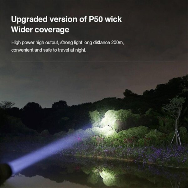 Zoomable Led Rechargeable Flashlight Outdoor Torch Light With Lamp Shade - Image 9
