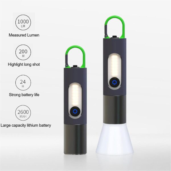 Zoomable Led Rechargeable Flashlight Outdoor Torch Light With Lamp Shade - Image 8