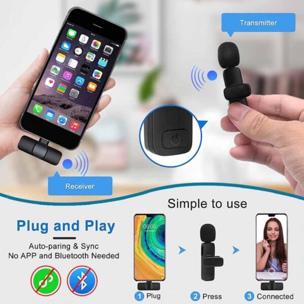 k11 Type-C Wireless Microphone K8 Collar Mic for Type C - Noise Cancellation Reduction Wireless Mic for Phone for Mobile Phone Camera, - Image 12