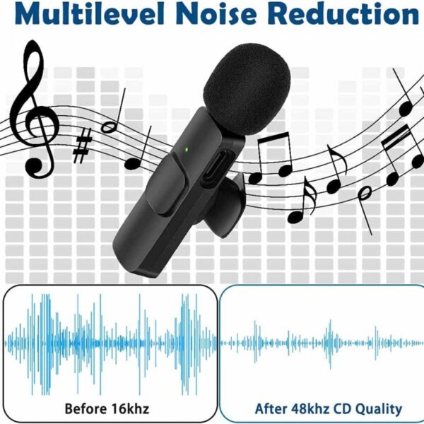 k11 Type-C Wireless Microphone K8 Collar Mic for Type C - Noise Cancellation Reduction Wireless Mic for Phone for Mobile Phone Camera, - Image 13
