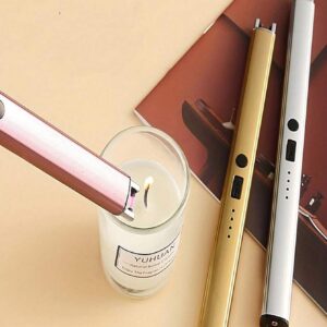 Gas Lighter  Long with New Slide Out Design  USB Gas Lighter Rechargeable with LED Display, Plasma Arc Lighter (Random color)