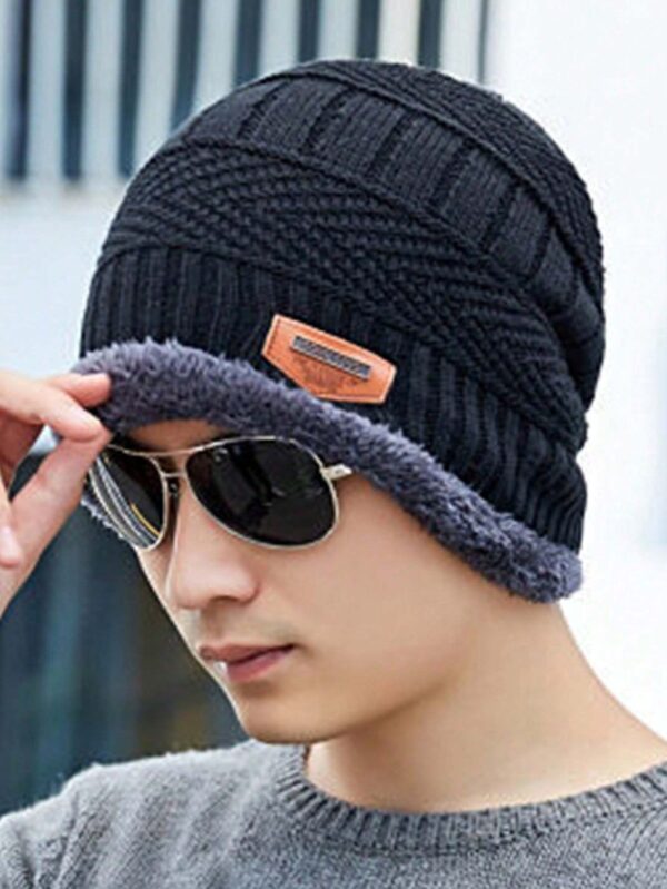 Head & Neck Cap Beanies Combo - woolen winter beanie cap with neck warmer muffler for men and women (Black) - Image 10