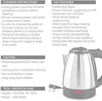 Premium Quality Electric Kettle 2.0 Liter (Silver) - Image 4