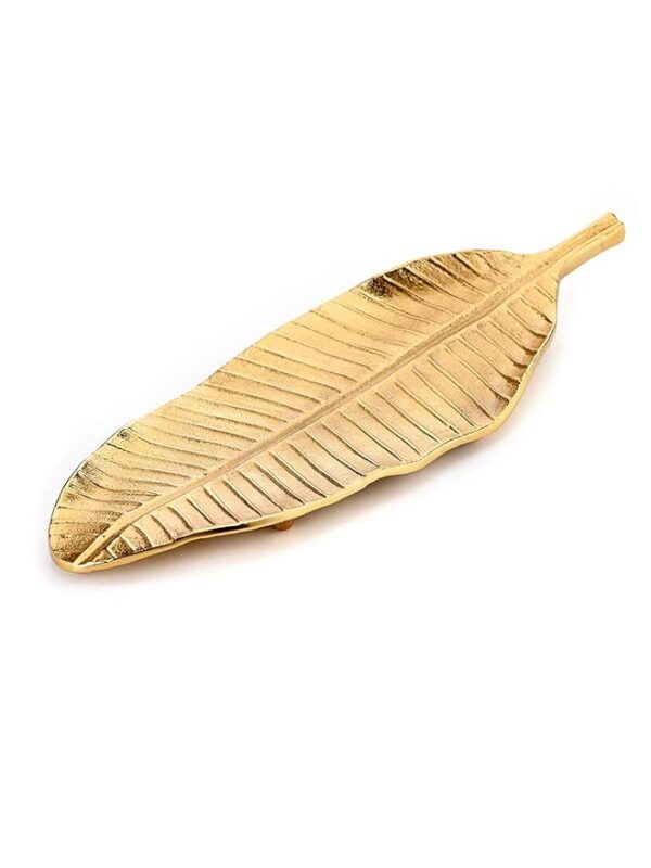 Pure Home and Living Small Golden Metal Leaf Centrepiece Platter - Image 2