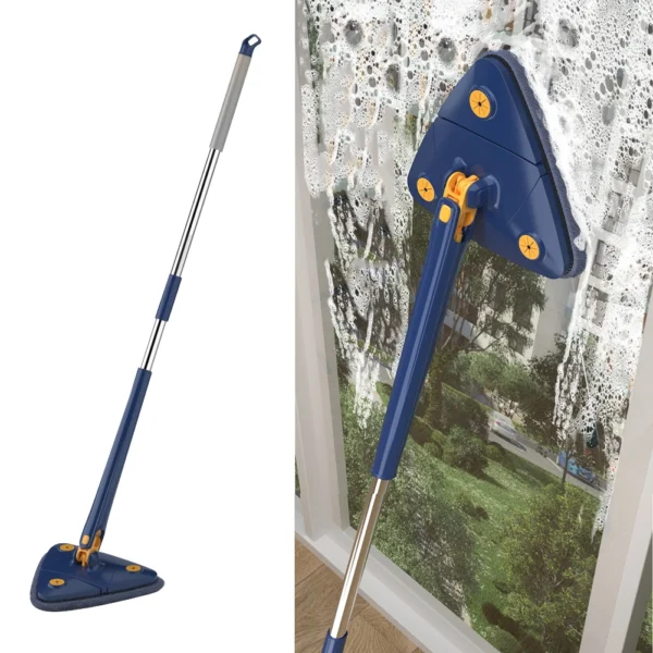 Extendable Triangle Mop 360 Twist Squeeze Window Glass Toilet Bathroom Floor Household Cleaning Ceiling Dusting (Random color) - Image 2
