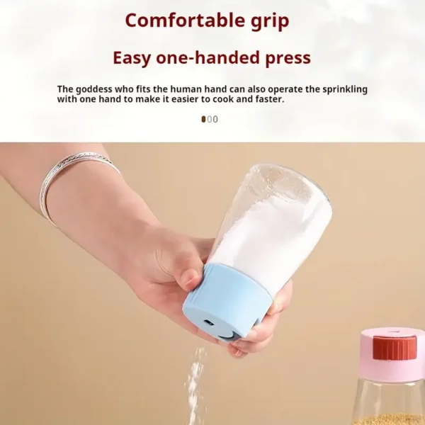 Sealed Seasoning quantitative Bottle salt pepper condiment Dispenser Glass Spice Jar | Salt Control Bottle Press - 180ml (random color) - Image 9
