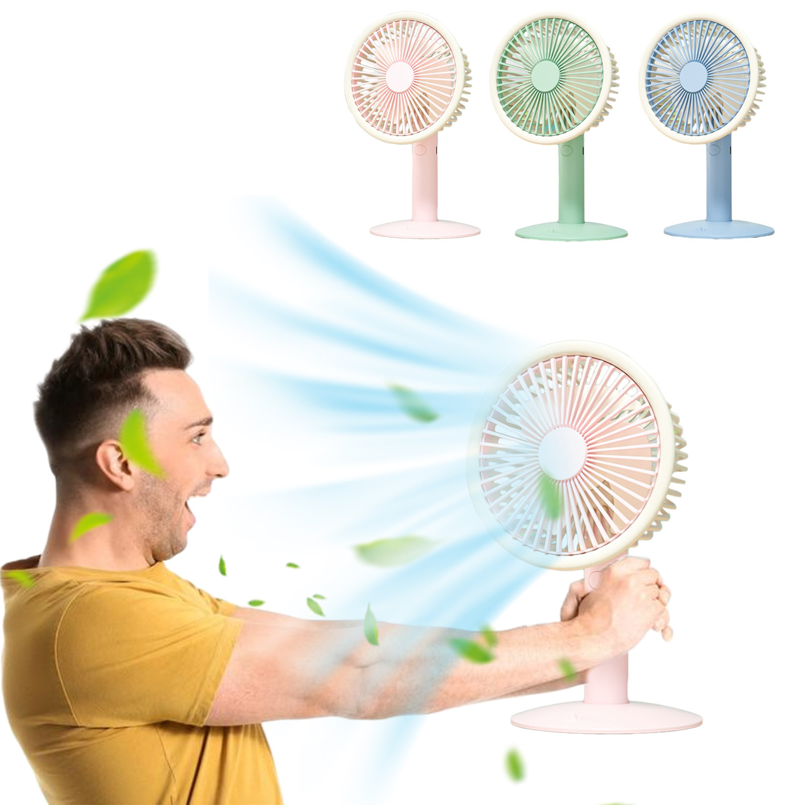 Portable Automatic Wireless USB Fan | Fan with 5 Speed Super Strong Wind for Home office Bedroom Kitchen Outdoor Camping | Best Quality Table Fan | Desktop Small Fan (Random Color) - Image 4