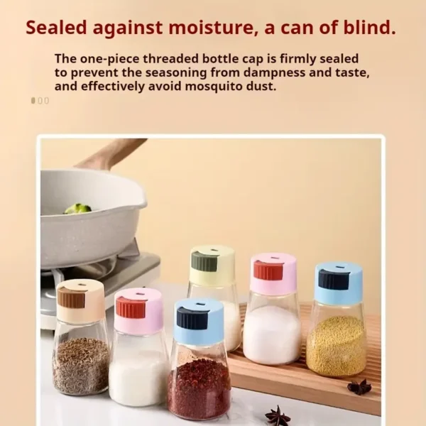 Sealed Seasoning quantitative Bottle salt pepper condiment Dispenser Glass Spice Jar | Salt Control Bottle Press - 180ml (random color) - Image 3