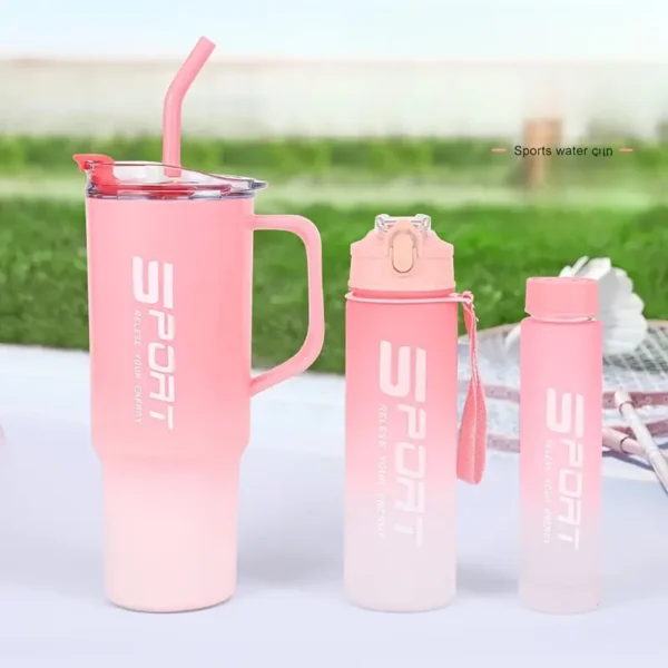 (Pack of 3) Water Bottles Set, Sports Water Cups, Portable Drinking Cups, Summer Drinkware, For Outdoor Camping, Hiking, Fitness (Random Color) - Image 5