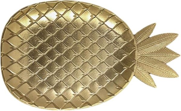 Healifty Gold Decorative Tray Pineapple Shape Decoration Serving Dish for Party Snacks Jewelry Display - Image 3