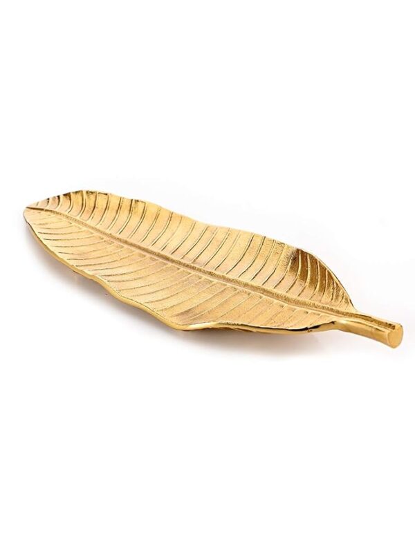 Pure Home and Living Small Golden Metal Leaf Centrepiece Platter - Image 3