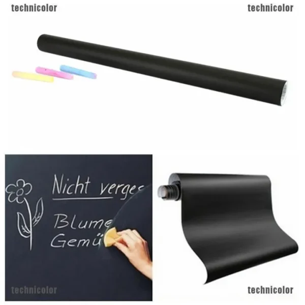 PVC Vinyl Black Board Wall Sticker Removable, with (2 pcs chalks)  For Kids Bedroom Size/Dimension 39*150 cm Size - Image 3