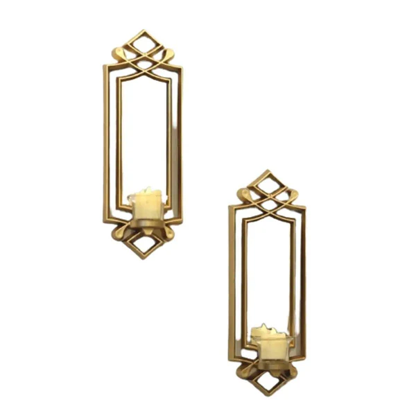 2 Pcs Fancy Wall Mirror & Candle Stand Decor For Home & Office - Image 5