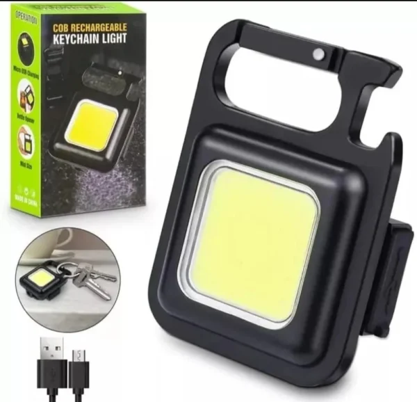 Black Metal Led Cob Light Key Chain