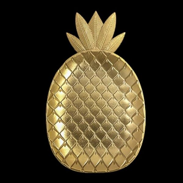 Healifty Gold Decorative Tray Pineapple Shape Decoration Serving Dish for Party Snacks Jewelry Display - Image 4