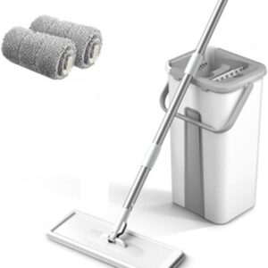 Mop Floor Squeeze Mop with Bucket – Hardwood & Wood Floor Rotary Scrubbing Mop for Easy Household Cleaning ( Random Color ) without box