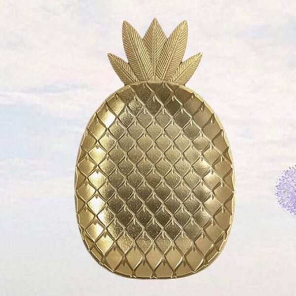 Healifty Gold Decorative Tray Pineapple Shape Decoration Serving Dish for Party Snacks Jewelry Display - Image 5
