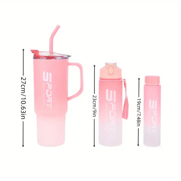 (Pack of 3) Water Bottles Set, Sports Water Cups, Portable Drinking Cups, Summer Drinkware, For Outdoor Camping, Hiking, Fitness (Random Color) - Image 7