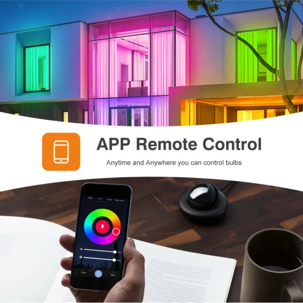 Color Changing Smart WIFI RGB led bulb, Dim-able and Color changing - Voice Controlled, 13watt - 220V LED Smart RGB Bulb, 16 Million colors + White - Image 15