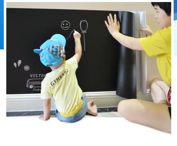 PVC Vinyl Black Board Wall Sticker Removable, with (2 pcs chalks)  For Kids Bedroom Size/Dimension 39*150 cm Size - Image 2