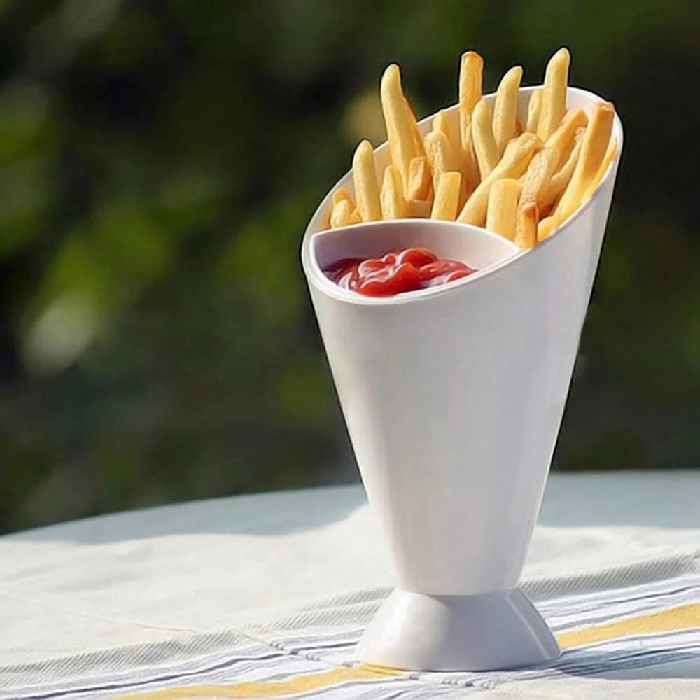 French Fries Cup potato Fries Holder with ketchup Holder for Sauce(random color ) - Image 3