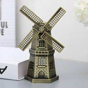 Rotatable Wind Mill Metal Monument for Home and Office Decor Style Antique Décor