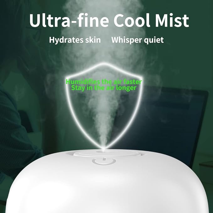 Cool Mist Humidifiers for Bedroom with Cute Water Drops & Light Effects, Small Room Air Diffuser for Baby, Home, Office - Image 5