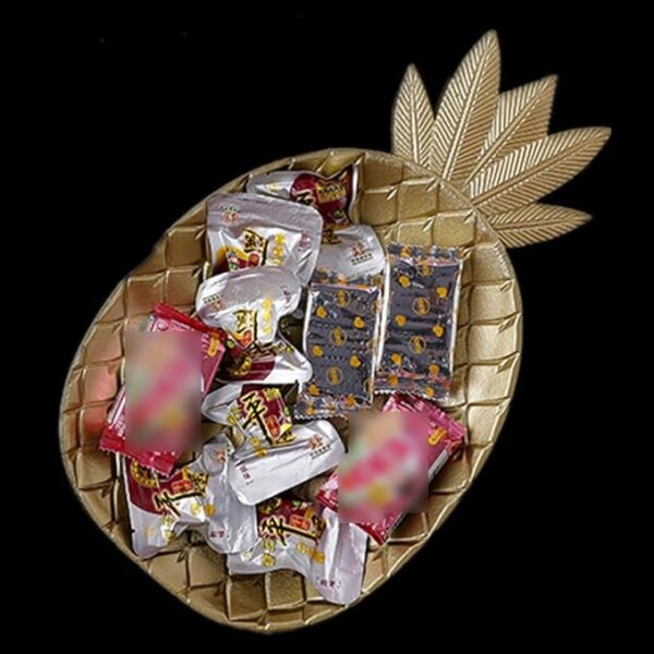 Healifty Gold Decorative Tray Pineapple Shape Decoration Serving Dish for Party Snacks Jewelry Display - Image 6