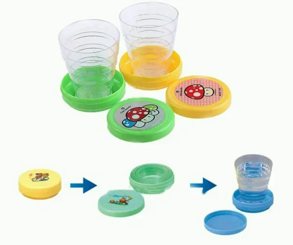 Pack of 2  Magic Glass for Kids, Folding Collapsible Magic Cup, Foldable Mug Glass for Travel, Outdoors, Hiking (Random Color) - Image 7