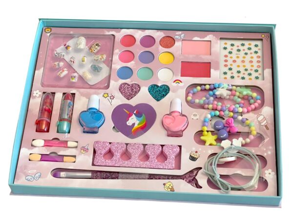 Beauty Makeup Kit for Doll Girls Children's Cosmetics Makeup Eyeshadow Palette Nail Polish Blush Carrying Box Cosmetic Bag Set - Image 5