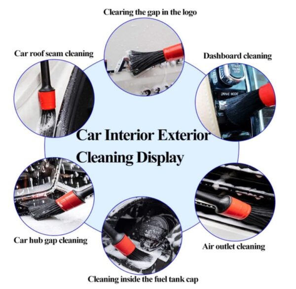 5 pcs Car Detailing Brushes Set | Car Cleaning Brush | Car Interior Cleaning Brush for Exterior,Leather, Air Vents & Emblems | Different Sizes with Hanging Holder Option - Image 5