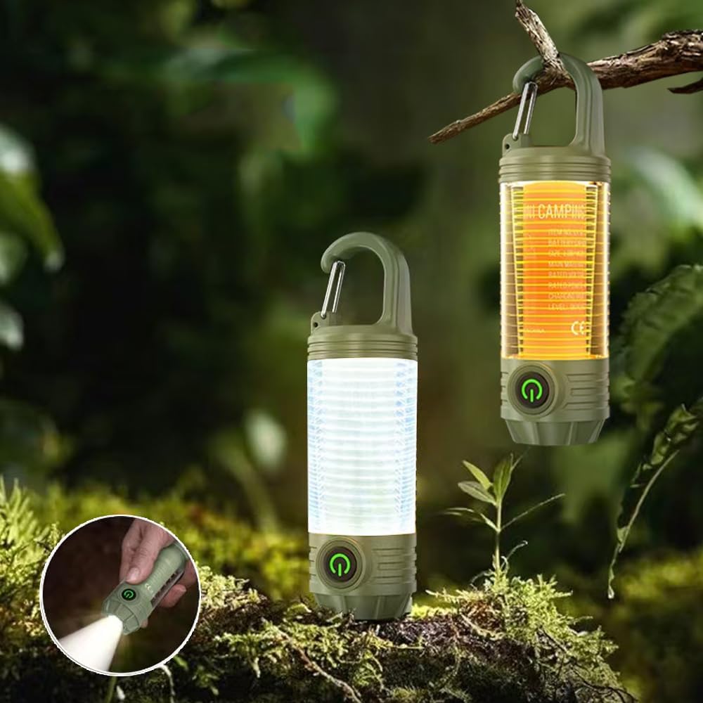 Rechargeable LED Mini Camping Flashlight, Portable Outdoor Light with Hook, White Warm Light and Red Light, - Image 10