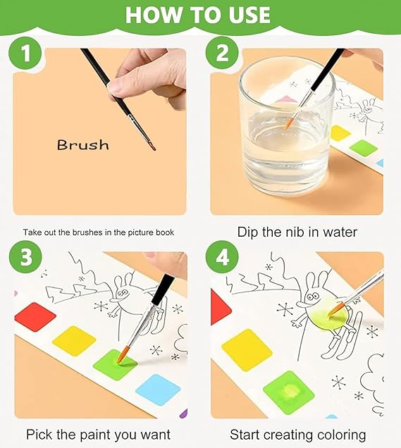 Watercolour Painting Notepad for Kids | Water Painting Book with Water Colour with Painting Brush (Random book) - Image 10