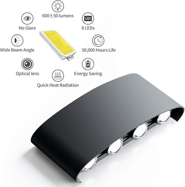 8 Way 8 Side Outdoor Waterproof Wall Light, Fancy LED light for wall, Aluminium IP65 Waterproof Outdoor Wall Lamps - 8 Watts - Image 6