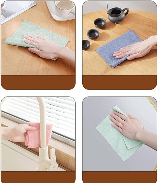 Microfiber Cleaning Reusable Clothes | Multifunctional Kitchen Rags Super Absorbent Wipes - 20pcs/box (Random color) - Image 3