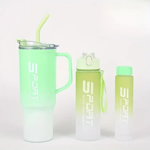 (Pack of 3) Water Bottles Set, Sports Water Cups, Portable Drinking Cups, Summer Drinkware, For Outdoor Camping, Hiking, Fitness (Random Color) - Image 9