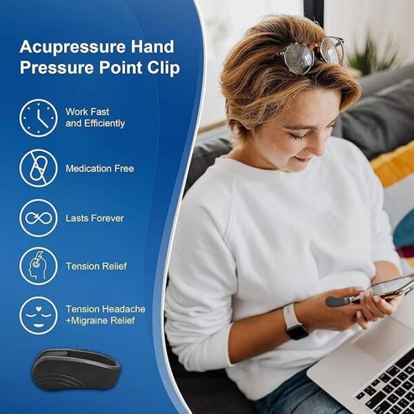 Sugar Control LI4 Acupressure Point Clip Wearable – Supporting Acupressure Relaxation, Stress Alleviation, Tension Relief and Headache Relief Hand Clip Migraine Pressure Point Clip - Image 2