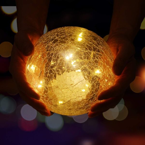 Globe Ball LED Lamp Battery Operated, Lighted Glass Orb for Festival Christmas Decoration, Gold Mercury Glass Ball Light - Image 10