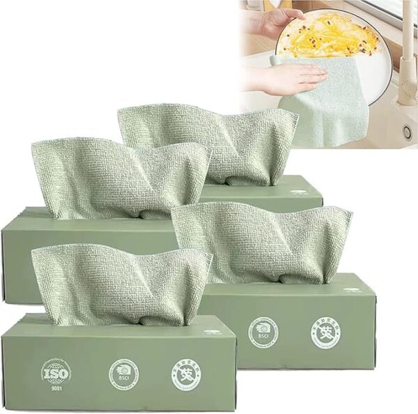 Microfiber Cleaning Reusable Clothes | Multifunctional Kitchen Rags Super Absorbent Wipes - 20pcs/box (Random color) - Image 8