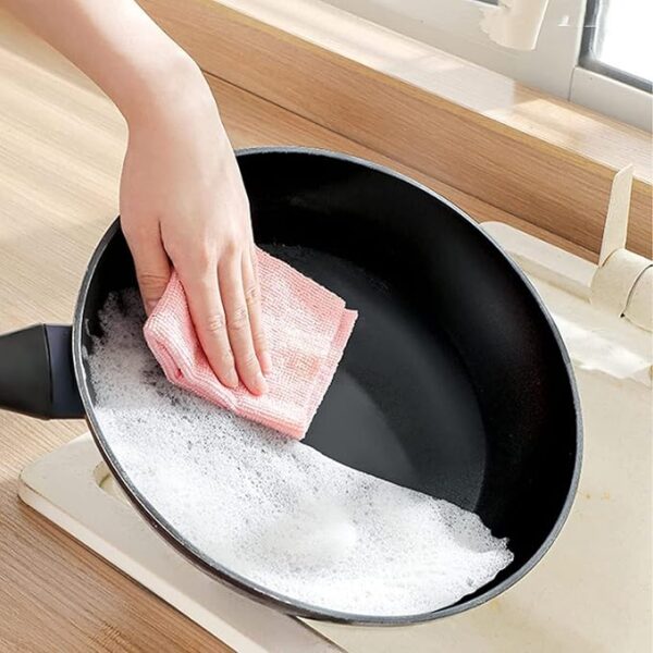 Microfiber Cleaning Reusable Clothes | Multifunctional Kitchen Rags Super Absorbent Wipes - 20pcs/box (Random color) - Image 4