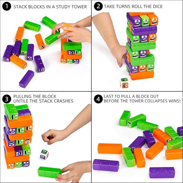 Wobbly Worms Tower Balancing Game | Tower Tumbling Stacking Board Games Building Blocks - Image 7
