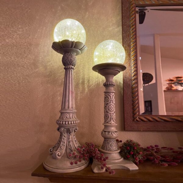 Globe Ball LED Lamp Battery Operated, Lighted Glass Orb for Festival Christmas Decoration, Gold Mercury Glass Ball Light - Image 6