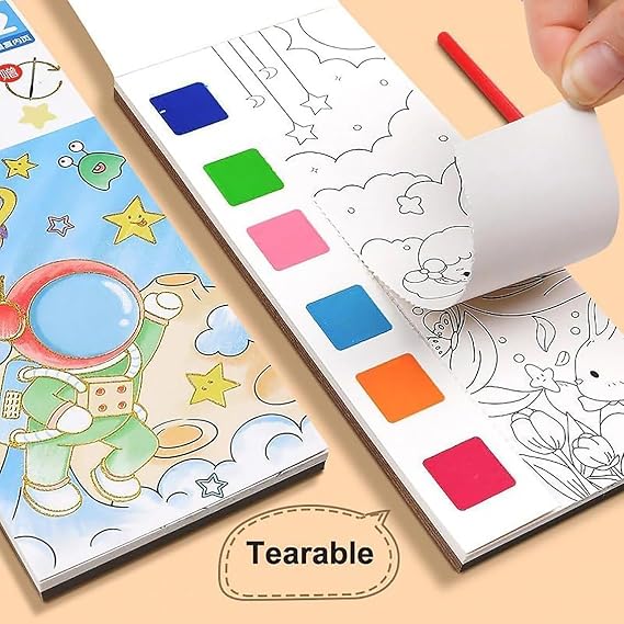 Watercolour Painting Notepad for Kids | Water Painting Book with Water Colour with Painting Brush (Random book) - Image 8