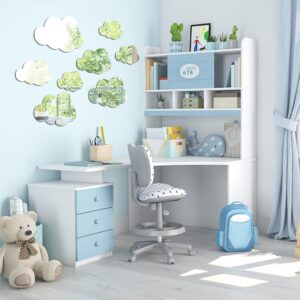 8 Pcs  Acrylic Cloud Shape Mirror Wall Art Decor Cloud Mirror Stickers Decals for Kids Girls Bedroom Bathroom Playroom silver