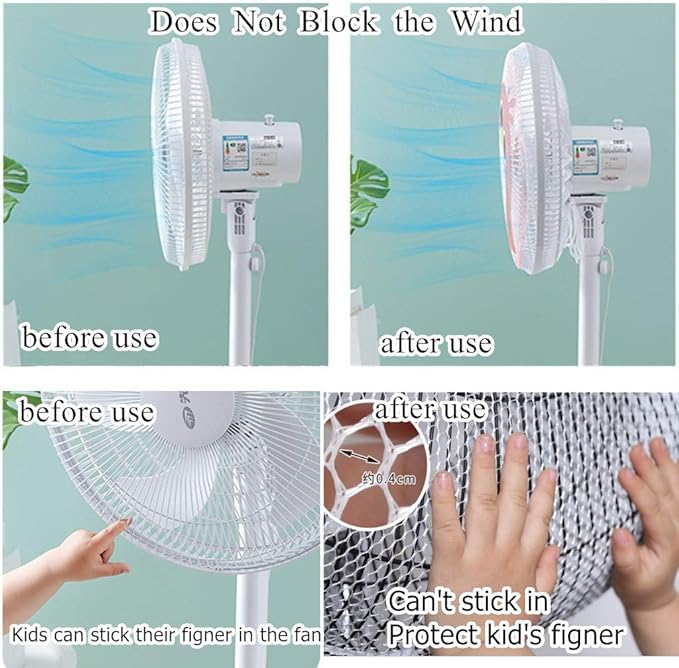 Pedestal fan cover net for kids safety | Mesh Fan Cover Thin Mesh Fan Guard Fan Mesh Covers for Kids Children Finger Safety (Blue) - Image 13