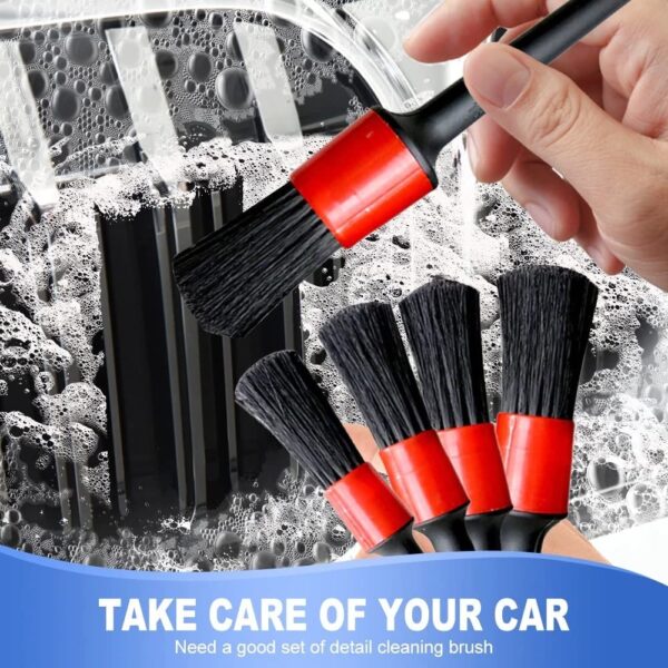 5 pcs Car Detailing Brushes Set | Car Cleaning Brush | Car Interior Cleaning Brush for Exterior,Leather, Air Vents & Emblems | Different Sizes with Hanging Holder Option