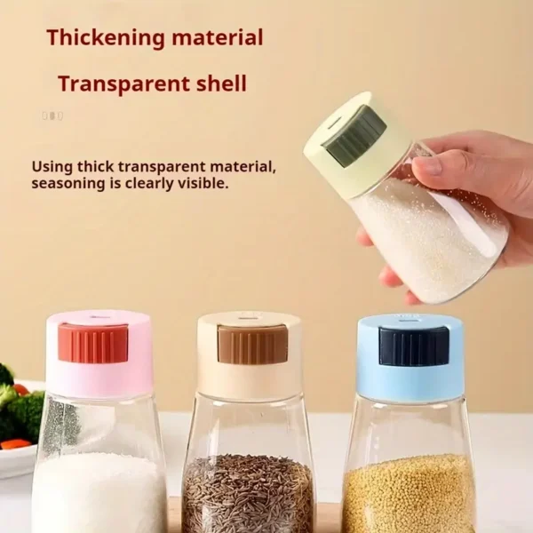 Sealed Seasoning quantitative Bottle salt pepper condiment Dispenser Glass Spice Jar | Salt Control Bottle Press - 180ml (random color) - Image 8